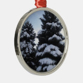 Sneeuwbedekking bomen metalen ornament (Rechts)