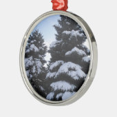 Sneeuwbedekking bomen metalen ornament (Links)