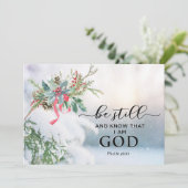 Sneeuwbedekking Evergreen kerstbijbel Verse Flat Feestdagenkaart (Staand voorkant)