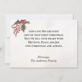 Sneeuwbedekking Evergreen kerstbijbel Verse Flat Feestdagenkaart (Achterkant)