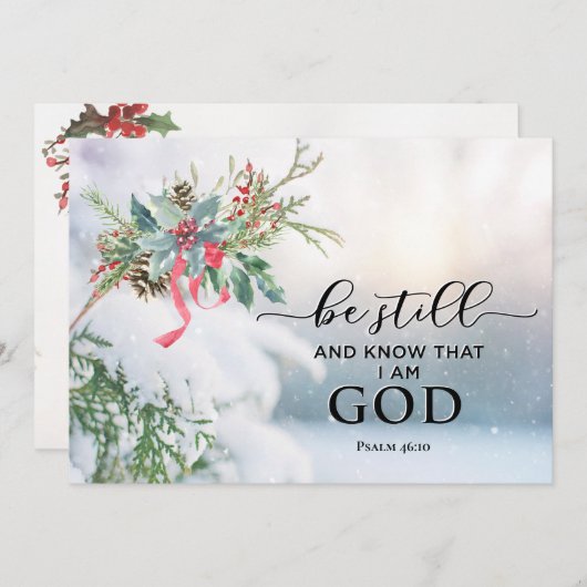Sneeuwbedekking Evergreen kerstbijbel Verse Flat Feestdagenkaart (Voorkant / Achterkant)