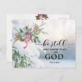 Sneeuwbedekking Evergreen Psalm 46:10 bijbelKerstm Feestdagenkaart (Voorkant / Achterkant)