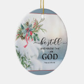 Sneeuwbedekking Evergreen Psalm 46:10 bijbelKerstm Keramisch Ornament (Rechts)