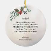 Sneeuwbedekking Evergreen Psalm 46:10 bijbelKerstm Keramisch Ornament (Achterkant)