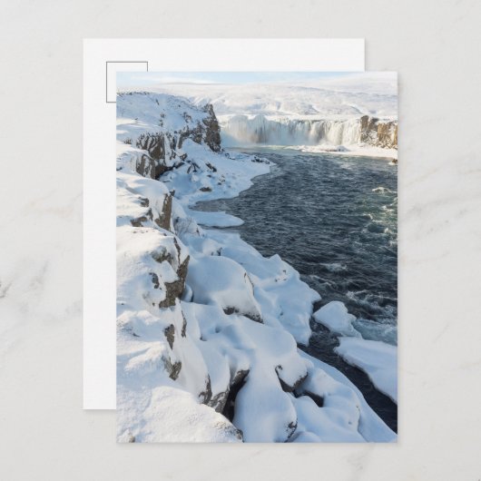 Sneeuwbedekking godafoss Waterfall Briefkaart (Voorkant / Achterkant)