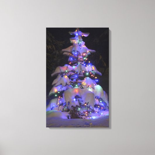 Sneeuwbedekking, kort en kort kerstboom canvas afdruk (Voorkant)