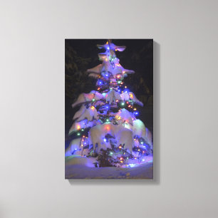 Sneeuwbedekking, kort en kort kerstboom canvas afdruk