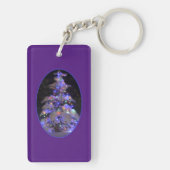 Sneeuwbedekking, kort en kort kerstboom sleutelhanger (achterkant)