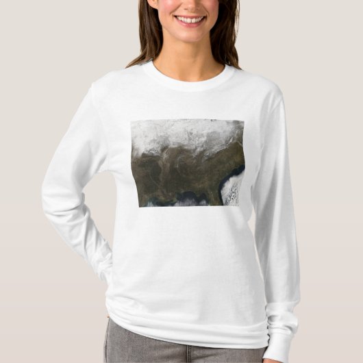 Sneeuwbedekking over de Verenigde Staten T-shirt (Voorkant)