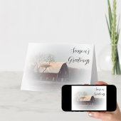 Sneeuwbedekking - Rode Landkreet met kerstmis Feestdagen Kaart