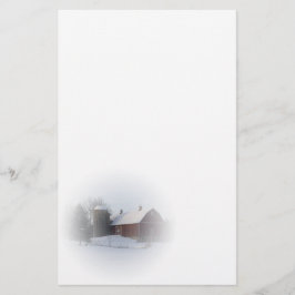 sneeuwbedekking rode winterlandschuur briefpapier