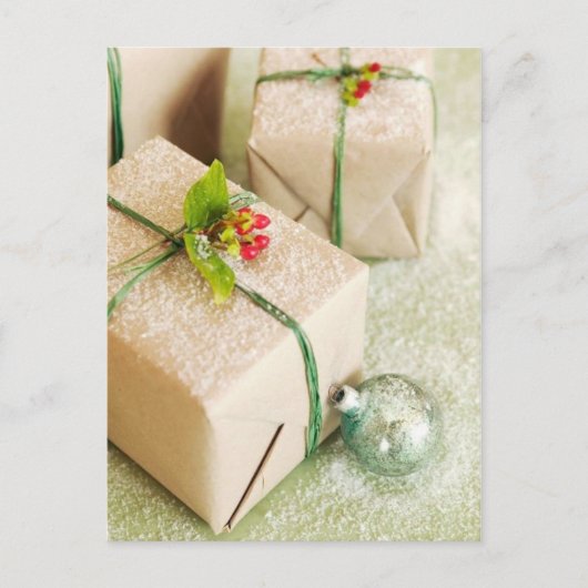 Sneeuwbedekking vakantiecadeautjes feestdagenkaart (Voorkant)