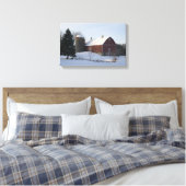 Sneeuwbedekking Winterbarn en Silo Canvas Afdruk (Insitu (Slaapkamer))