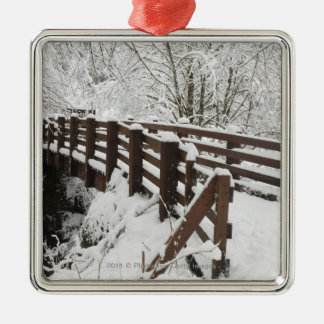 Sneeuwbedekking Woodenbrug Metalen Ornament