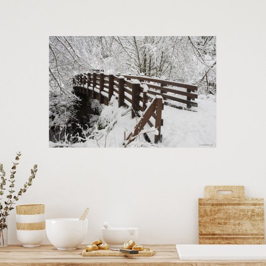 Sneeuwbedekking Woodenbrug Poster (Keuken)