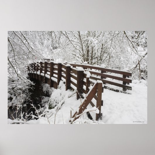 Sneeuwbedekking Woodenbrug Poster (Voorkant)