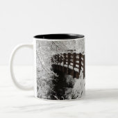 Sneeuwbedekking Woodenbrug Tweekleurige Koffiemok (Links)