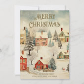  sneeuwbedekt dorp Vrolijk kerstfeest Feestdagenkaart (Voorkant)