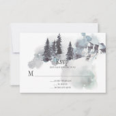 Sneeuwbedekte bergen Pine Trees Wedding RSVP (Voorkant)
