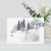 Sneeuwbedekte bergen Pine Trees Wedding RSVP (Staand voorkant)