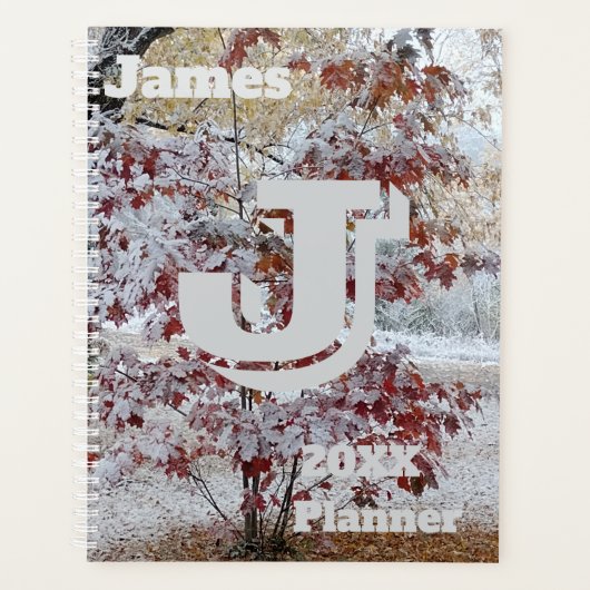 Sneeuwbedekte eikenboom, herfst / winterscène planner (Voorkant)