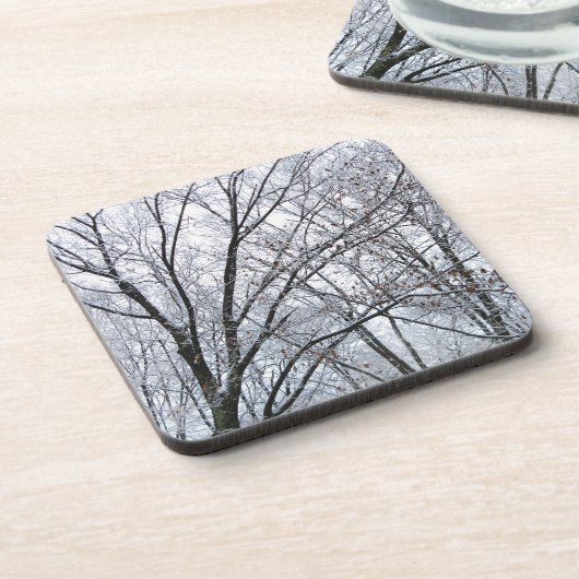 Sneeuwbedekte eikenboom onderzetter (Linkerzijde)