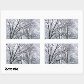 Sneeuwbedekte eikenboom rechthoekige sticker (Vel)