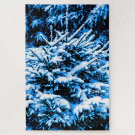 Sneeuwbedekte jonge sparrenboom legpuzzel