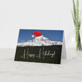 Sneeuwbedekte Mount Rainier met Santa Hat Feestdagen Kaart (Voorkant)
