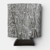 Sneeuwbedekte takken winter Abstract Blikjeskoeler (Voorkant)