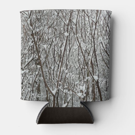 Sneeuwbedekte takken winter Abstract Blikjeskoeler (Voorkant)