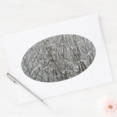 Sneeuwbedekte takken winter Abstract Ovale Sticker (Envelop)