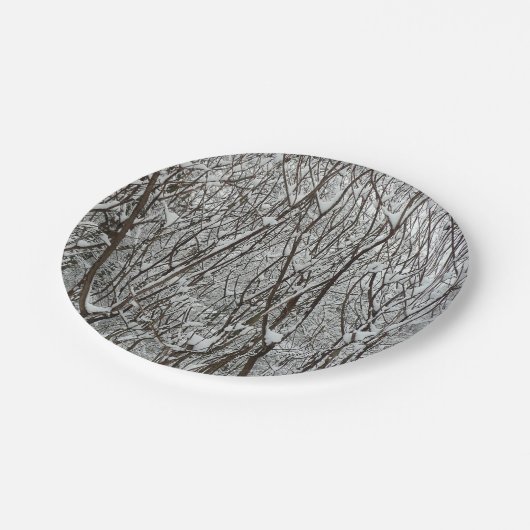 Sneeuwbedekte takken winter Abstract Papieren Bordje (Gekanteld)