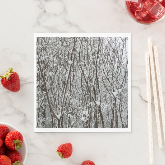 Sneeuwbedekte takken winter Abstract Servet (Insitu)