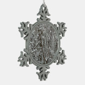 Sneeuwbedekte takken winter Abstract Tin Sneeuwvlok Ornament (Links)