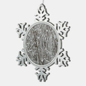 Sneeuwbedekte takken winter Abstract Tin Sneeuwvlok Ornament (Rechts)