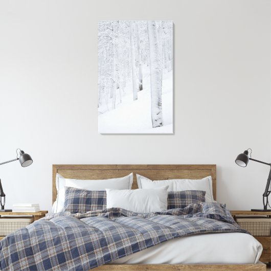 Sneeuwbedekte winterwonderland canvas afdruk (Insitu (Slaapkamer))
