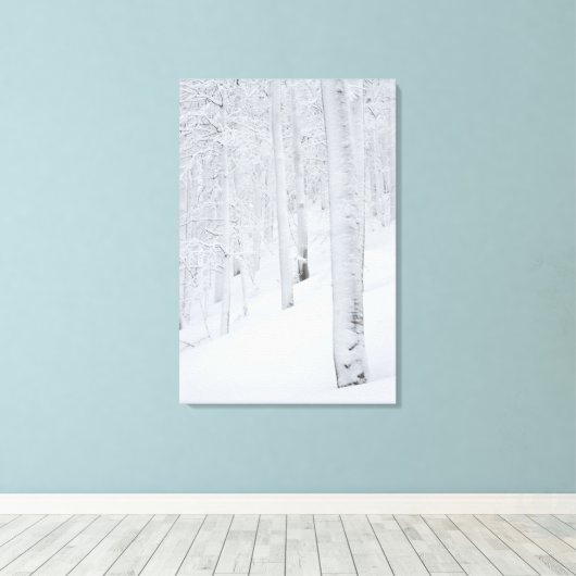 Sneeuwbedekte winterwonderland canvas afdruk (Insitu (Houten vloer))