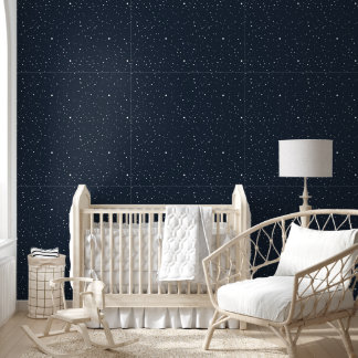 Sneeuwbehang, Witte Stippen op Marineblauwe Achter Behang