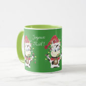 Sneeuwbel de koe & de Xmas lichten groene mok (Voorkant links)