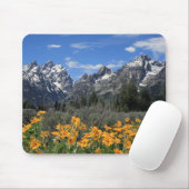 Sneeuwbereik met geelbloemen muismat (Met muis)