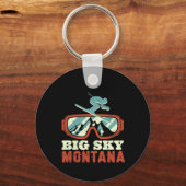 Sneeuwberg Montana retro skiën en zon Sleutelhanger (Voorkant)