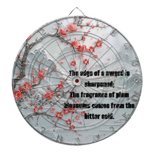 Sneeuwberg pruimenbloesem schilderij dartbord (Voorkant)