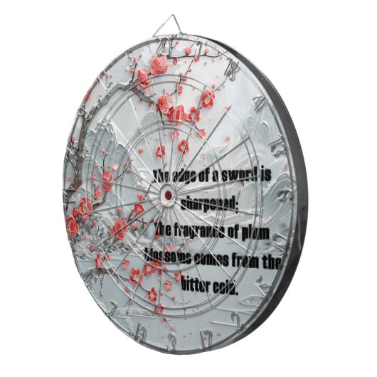 Sneeuwberg pruimenbloesem schilderij dartbord (Voorkant Rechts)