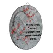 Sneeuwberg pruimenbloesem schilderij dartbord (Voorkant Links)