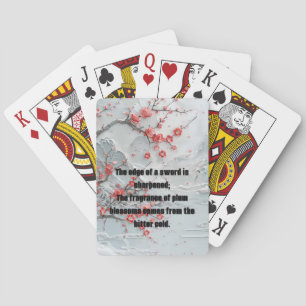 Sneeuwberg pruimenbloesem schilderij pokerkaarten