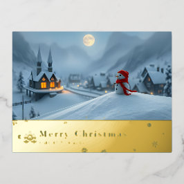 sneeuwberg rode muis ansichtkaart U Folie Feestdagen Briefkaart