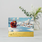 sneeuwberg rode muis postkaart M Folie Feestdagen Briefkaart (Staand Voorkant)
