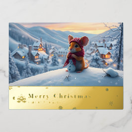 sneeuwberg rode muis postkaart O Folie Feestdagen Briefkaart