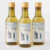 Sneeuwberg Winter Bruiloft Mini Fles Label Wijn Etiket (Flessen)